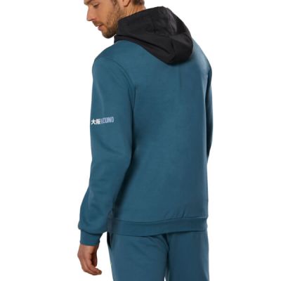 Sweat Jacket Erkek Kapüşonlu Sweatshirt Mavi/Siyah